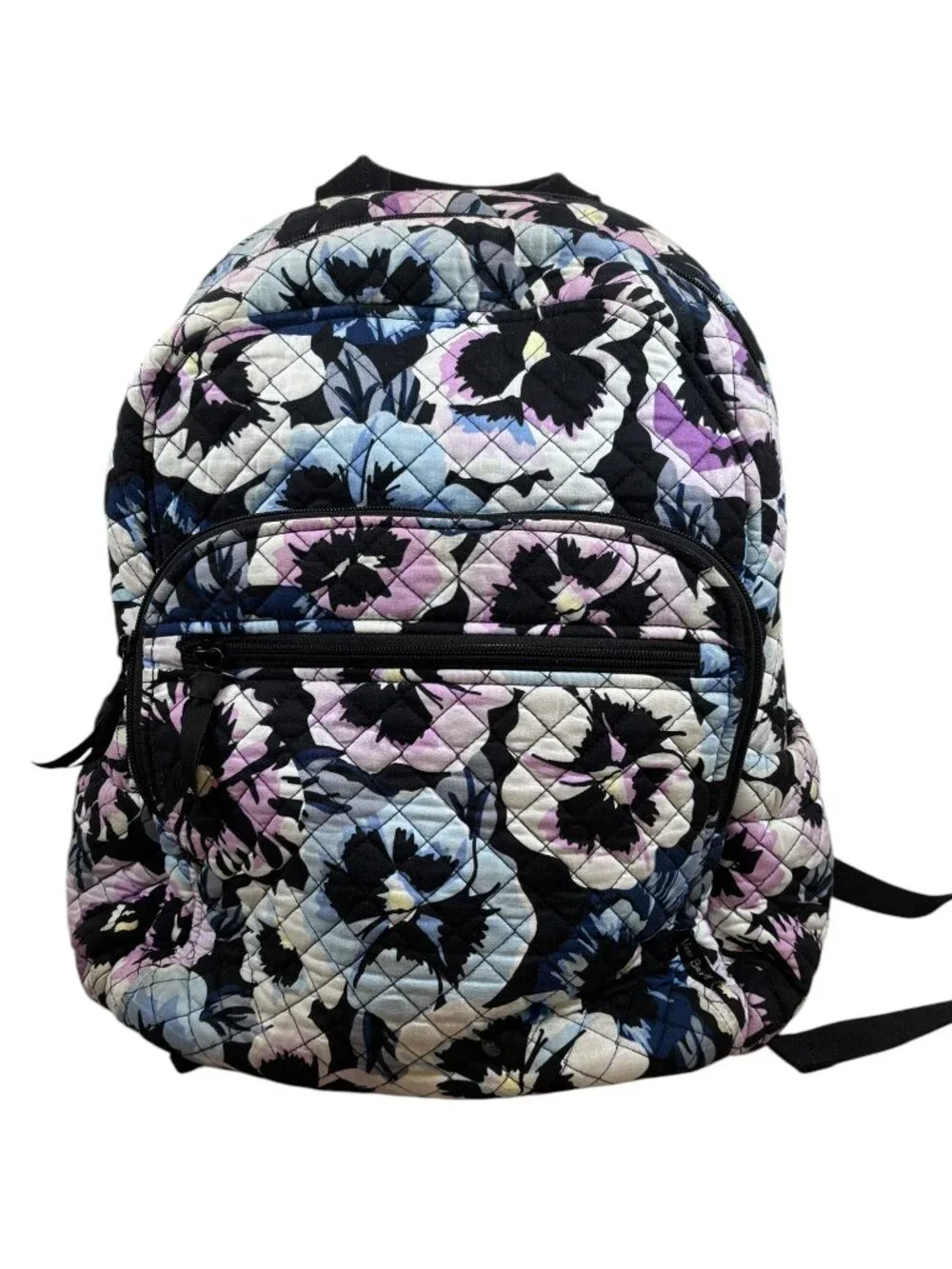 Large Vera Bradley Iconic Campus Backpack Quilted Plum Pansies